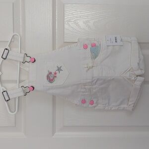 Vigoss White Shortall with Unicorn Design Size 4T